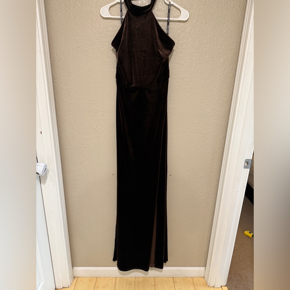 Bird Grey Daphne Velvet Halter Dress